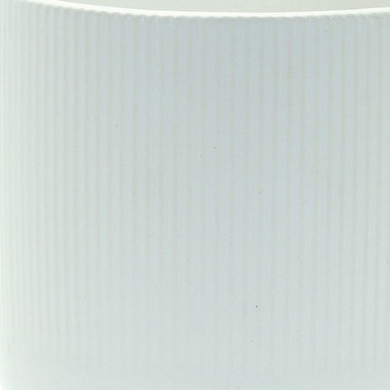 Set of Two White Ceramic Striped Footed Pot Planters HomeRoots