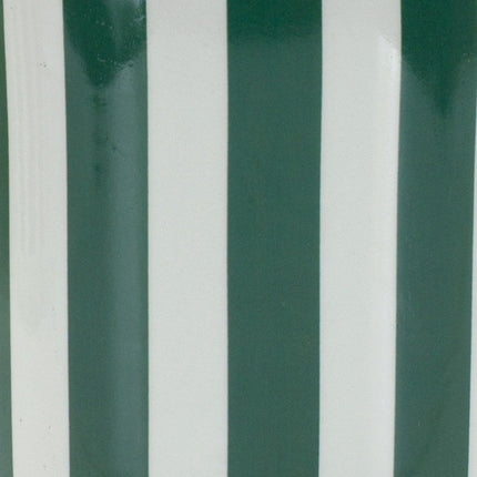 Set of Two Green And White Dolomite Striped 4 Ounce Round Pot Planters HomeRoots