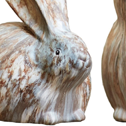 Set of Two 6" Terra Cotta Resin Rabbit Figurine HomeRoots