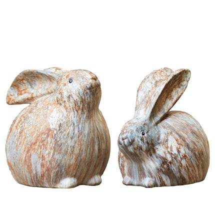 Set of Two 6" Terra Cotta Resin Rabbit Figurine HomeRoots
