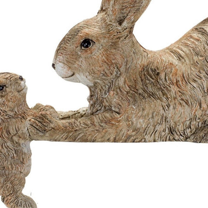 Set Of Two 4" Brown and White Polyresin Rabbit Figurine HomeRoots