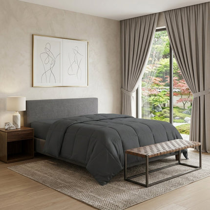 Gray King Microfiber Washable Microfiber Down Alternative Comforter HomeRoots