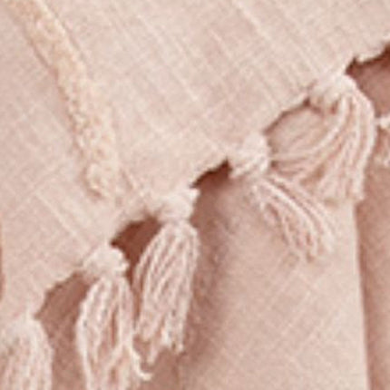 Blush Woven 100% Woven Textured Cotton Floral Throw Blanket HomeRoots