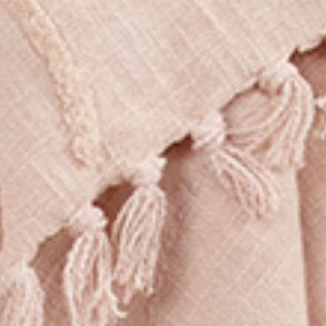 Blush Woven 100% Woven Textured Cotton Floral Throw Blanket HomeRoots
