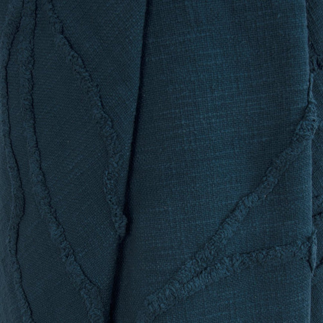 Teal Blue Woven 100% Woven Textured Cotton Throw Blanket HomeRoots