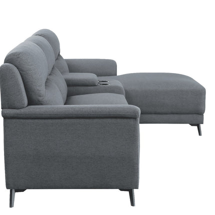 ACME 51900 Walcher Storage Sectional Sofa, Gray Linen