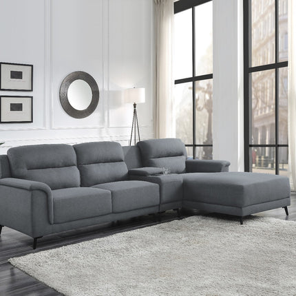 ACME 51900 Walcher Storage Sectional Sofa, Gray Linen