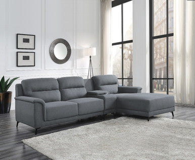 ACME 51900 Walcher Storage Sectional Sofa, Gray Linen ACME Furniture