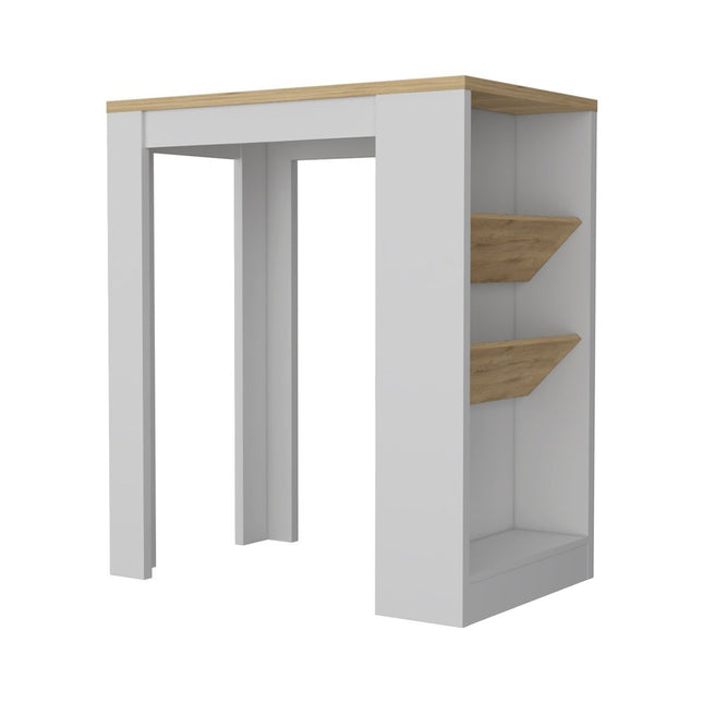 White And Natural 36" Kitchen Island With Storage HomeRoots