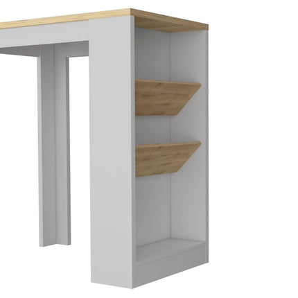 White And Natural 36" Kitchen Island With Storage HomeRoots
