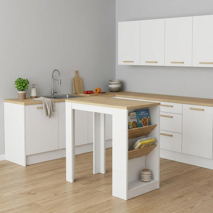 White And Natural 36" Kitchen Island With Storage HomeRoots