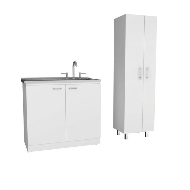 White 39" Kitchen Island Set HomeRoots