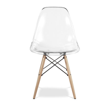Clear And Natural Heavy Duty Plastic And Wood Dining Side Chair HomeRoots