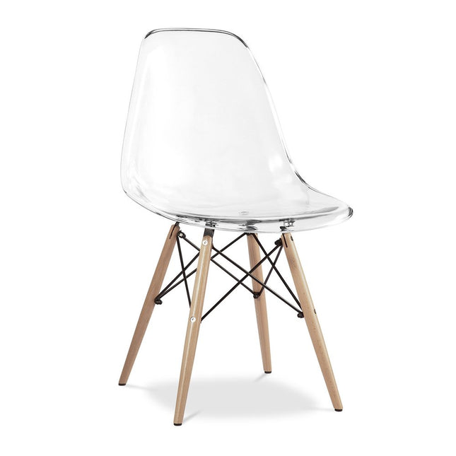 Clear And Natural Heavy Duty Plastic And Wood Dining Side Chair HomeRoots