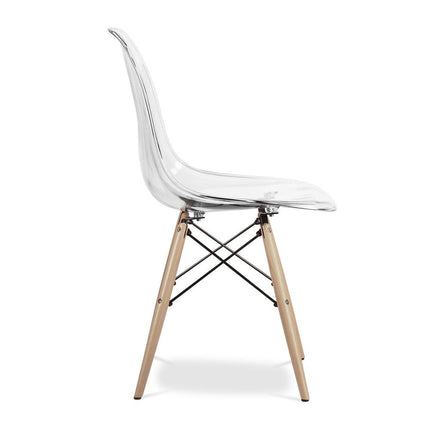 Clear And Natural Heavy Duty Plastic And Wood Dining Side Chair HomeRoots