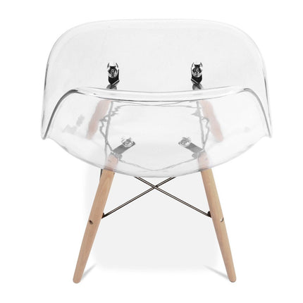 Clear And Natural Heavy Duty Plastic And Wood Dining Side Chair HomeRoots