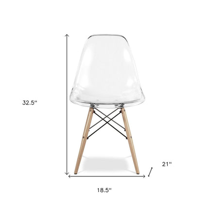 Clear And Natural Heavy Duty Plastic And Wood Dining Side Chair HomeRoots