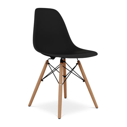 Black And Natural Heavy Duty Plastic And Wood Dining Side Chair HomeRoots