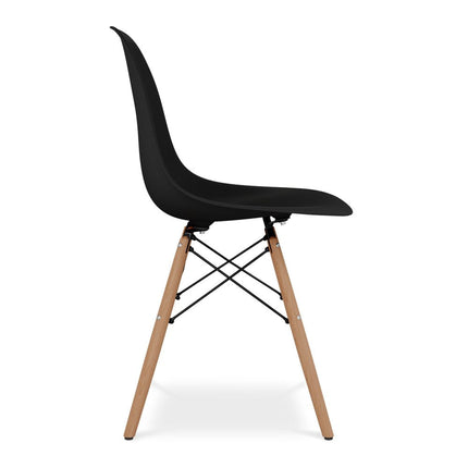 Black And Natural Heavy Duty Plastic And Wood Dining Side Chair HomeRoots