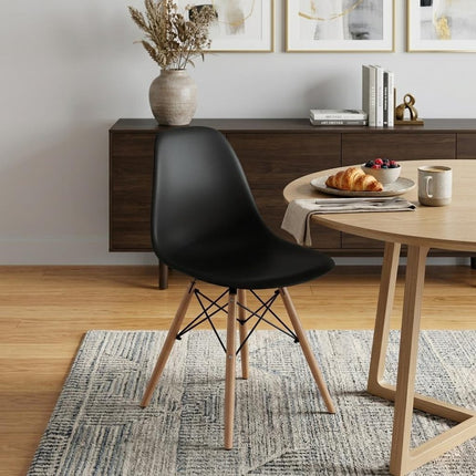 Black And Natural Heavy Duty Plastic And Wood Dining Side Chair HomeRoots