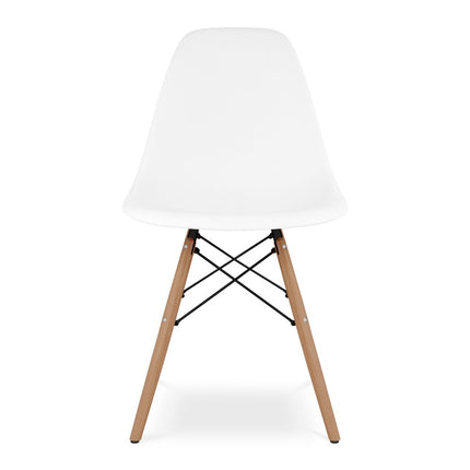 White And Natural Heavy Duty Plastic And Wood Dining Side Chair HomeRoots