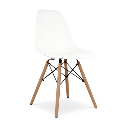 White And Natural Heavy Duty Plastic And Wood Dining Side Chair HomeRoots