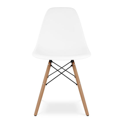 White And Natural Heavy Duty Plastic And Wood Dining Side Chair HomeRoots