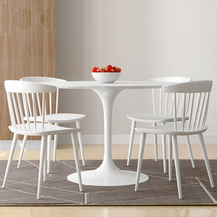 White Heavy Duty Plastic Slat Back Dining Side Chair HomeRoots