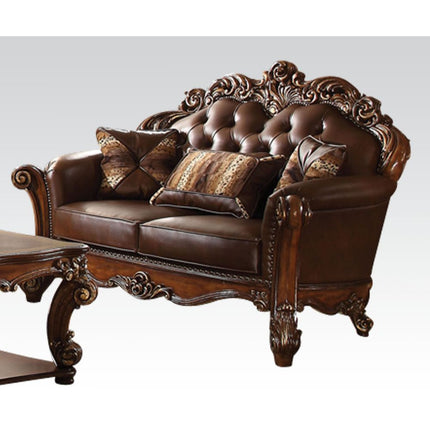 ACME 52002 Vendome Loveseat with 2 Pillows, Cherry PU