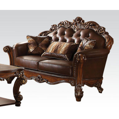 ACME 52002 Vendome Loveseat with 2 Pillows, Cherry PU ACME Furniture