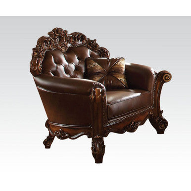 ACME 52003 Vendome Chair with 1 pillow, Cherry PU ACME Furniture