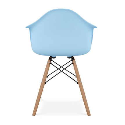 Blue And Natural Heavy Duty Plastic And Solid Wood Dining Arm Chair HomeRoots