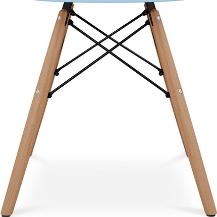 Blue And Natural Heavy Duty Plastic And Solid Wood Dining Arm Chair HomeRoots