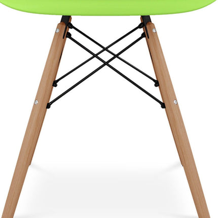 Green And Natural Heavy Duty Plastic And Solid Wood Dining Arm Chair HomeRoots