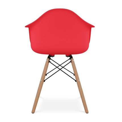 Red And Natural Heavy Duty Plastic And Solid Wood Dining Arm Chair HomeRoots