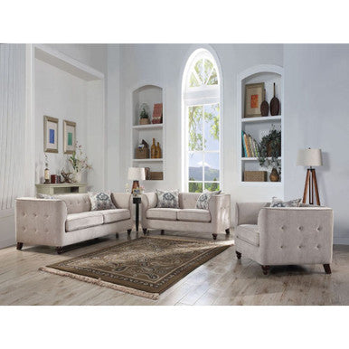ACME 52056 Cyndi Loveseat with 2 Pillows, Tan Velvet ACME Furniture