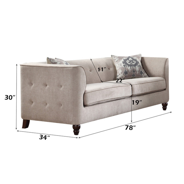 ACME 52055 Cyndi Sofa with 2 Pillows, Tan Velvet