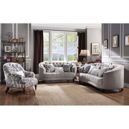 ACME 52060 Saira Sofa with 5 Pillows, Light Gray Fabric