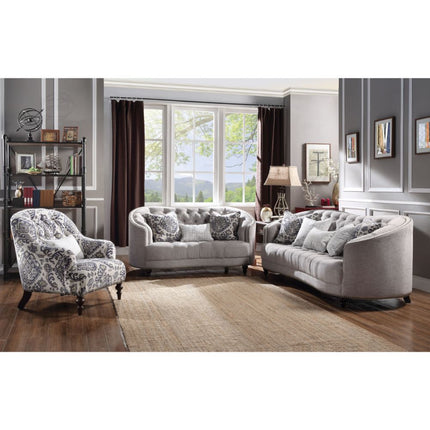 ACME 52061 Saira Loveseat with 3 Pillows, Light Gray Fabric