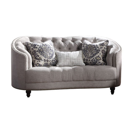 ACME 52061 Saira Loveseat with 3 Pillows, Light Gray Fabric
