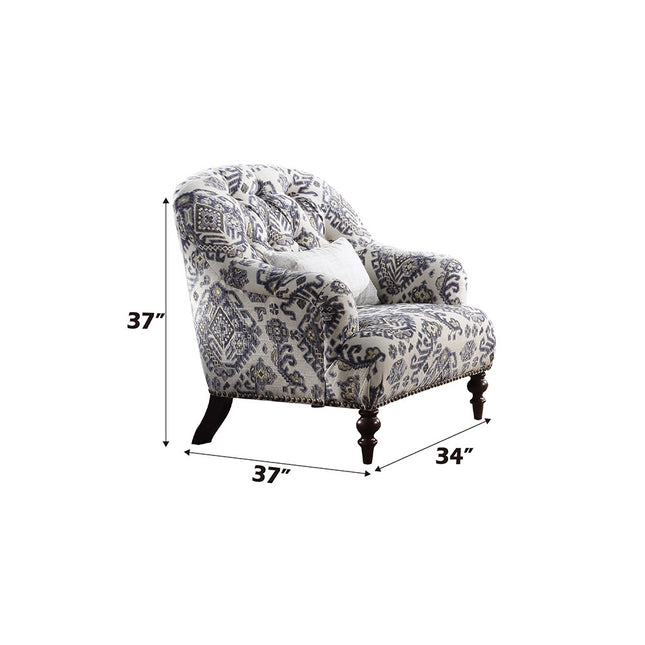 ACME 52062 Saira Chair with 1 Pillow, Pattern Fabric