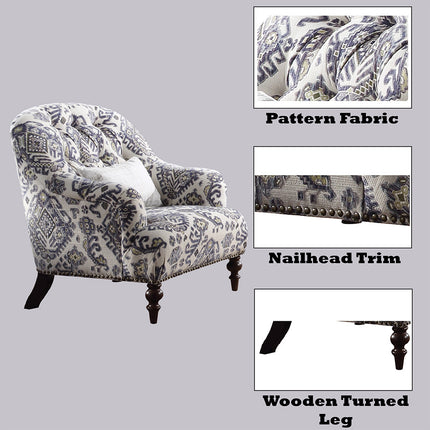 ACME 52062 Saira Chair with 1 Pillow, Pattern Fabric