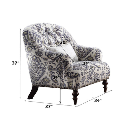 ACME 52062 Saira Chair with 1 Pillow, Pattern Fabric