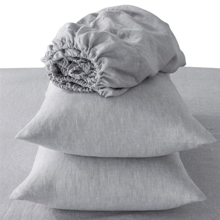 Four Piece Light Gray Linen King Sheet Set