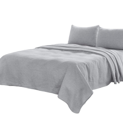 Four Piece Light Gray Linen King Sheet Set