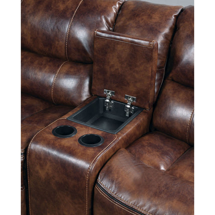 ACME 52070 Brax Sectional Sofa (Power Motion), 2-Tone Brown Leather Gel (1Set/6Ctn)