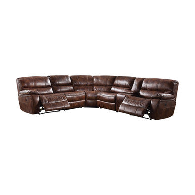 ACME 52070 Brax Sectional Sofa (Power Motion), 2-Tone Brown Leather Gel (1Set/6Ctn) ACME Furniture