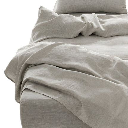Four Piece Light Gray Linen King Sheet Set