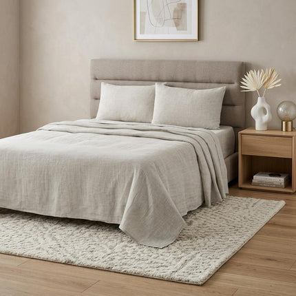 Four Piece Ivory Linen Sheet Set