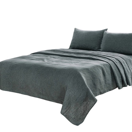 Four Piece Light Gray Linen King Sheet Set